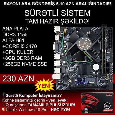 Ana Plata "DDR3 LGA 1155 Alfa H61 Core i5 3470 8GB Ram 256GB NVME SSD"