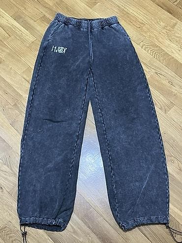 Unisex tərzli idman şalvarı - Rəng: Tünd boz/acid wash effektli -