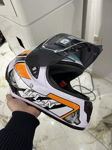 motor c50: Motosiklet dəbilqəsi – HLN tam üzlü model - Dizayn: Ağ əsas rəng — 2