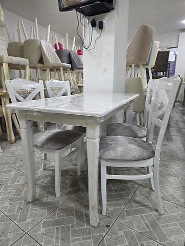 yemek stol: Mətbəx üçün, Açılmayan, Dördbucaq masa, 4 stul — 1