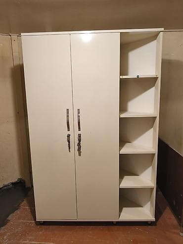taxt sekilleri: Ağ rəngli çoxfunksiyalı dolab - Material: laminat/MDF tipli ağ səth — 1