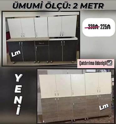 Mətbəx mebellərinin sifarişlə hazırlanması - Ümumi ölçü: 2 metr - Üst — 1