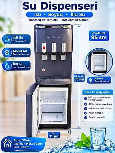 istilik: Su Dispenseri – isti, soyuq və ilıq su Məhsul təsviri: - Üç kranlı — 1