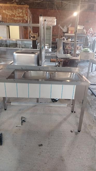 Restoran, kafe avadanlığı: Paslanmayan poladdan peşəkar mətbəx avadanlıqları - İkigözlü lavabo — 1