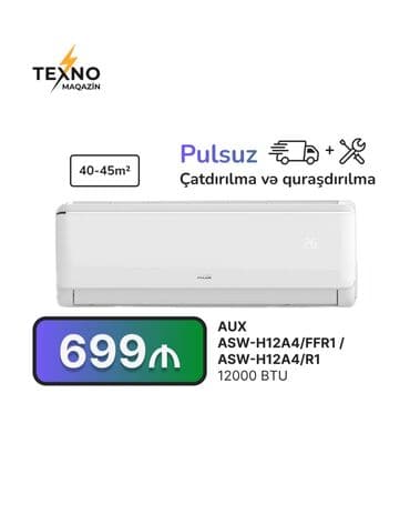 Kondisionerlər: Kondisioner AUX, 40-45 kv. m, Split sistem, Kredit yoxdur, Pulsuz quraşdırılma