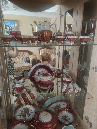 Nahar dəsti, rəng - Qırmızı, Farfor