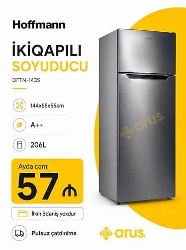 soyuduc: 2 qapılı Hoffman Soyuducu Satılır, rəng - Boz, Kredit var — 1