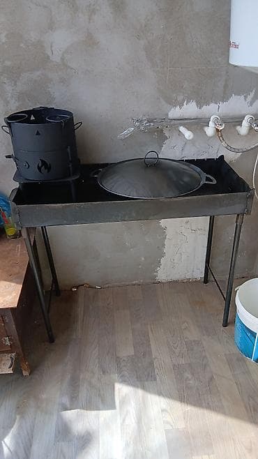 manqal şiş: Metaldan manqal/şiş kabab sobası dəsti - Material: qalın metal — 1