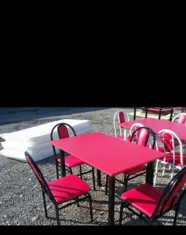 stol stul işlenmiş: Yeni, Dördbucaq masa, 6 stul, Açılmayan, Stullar ilə, Metal, Azərbaycan — 21