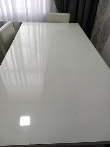 embawood stol stul: Qonaq otağı üçün, İşlənmiş, Açılmayan, Dördbucaq masa, 6 stul — 6