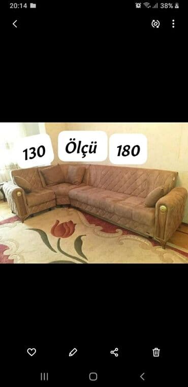 divan 2 əl: Künc divan, İşlənmiş, Açılan, Bazalı, Nabuk, Çatdırılma yoxdur — 1