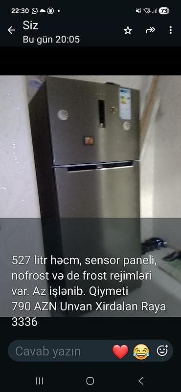 xaladelnik: Soyuducu – 527 litr həcm - Sensor idarəetmə paneli - No Frost və De — 1