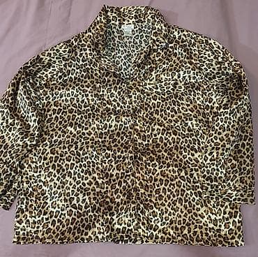 Gecəliklər: Leopard naxışlı atlas pijama dəsti - 2 hissə: uzunqol düyməli köynək — 4