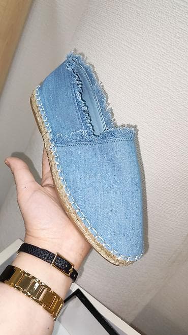 Denim espadril - Material: açıq mavi denim üstlük, kənarlarda