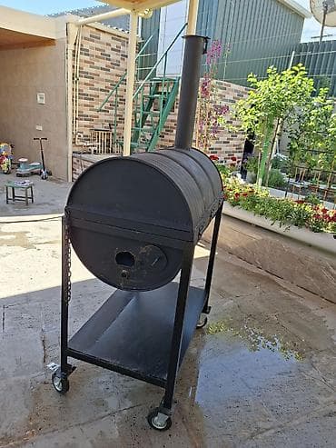 soba odun: Metall manqal/BBQ qril arabası - Material: qalın divarlı metal gövdə — 5