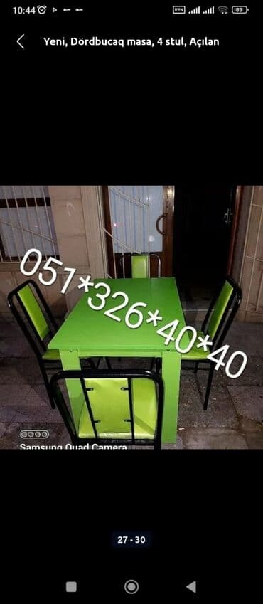 Masa və oturacaq dəstləri: Mətbəx üçün, Yeni, Dördbucaq masa, 4 stul — 22