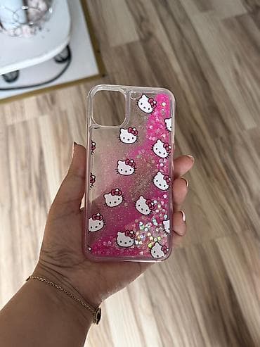 Şəffaf, çəhrayı qlitterli telefon qabı - Model uyğunluğu: iki böyük