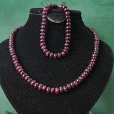 qiymətli daş adları: Original Hindistan Granat (Süleyman) daşi dest boyunbağ qolbag gümüş — 1