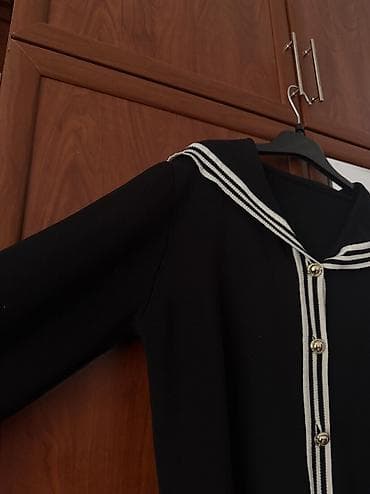 Шубы: Qadın trikotaj kardiqan – dənizçi üslubunda - Rəng: qara - Dizayn — 4