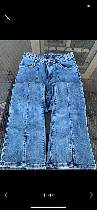 zara cins: Mavi rəngli denim şalvar – hippie/flare kəsim - Qalın və davamlı denim — 3