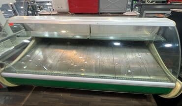 Şüşə vitrinli soyuducu tezgah - Ön və yanlardan panoramik şüşə