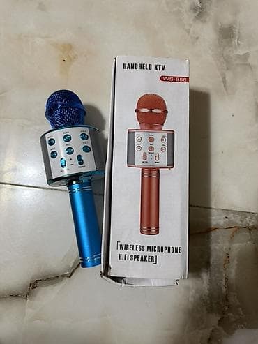 беспроводной микрофон для караоке: Колонка, Тип - Портативная, цвет - Голубой — 1