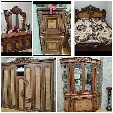 Двуспальная кровать, Тумба, Шкаф, Трюмо, Б/у at lalafo.az Двуспальная кровать, Тумба, Шкаф, Трюмо, Б/у