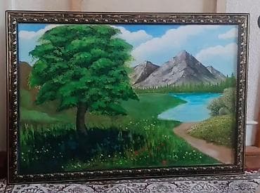 Yağlı boya mənzərə tablosu – çərçivəli - Texnika: kətan üzərində