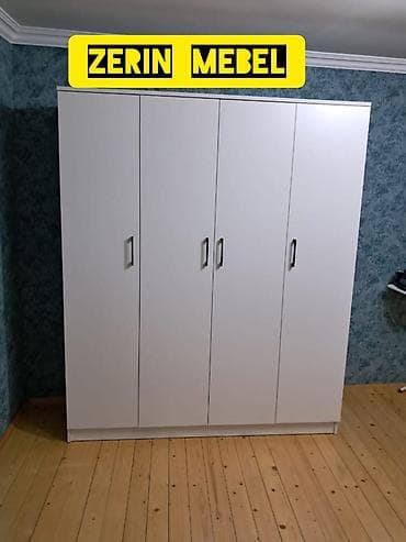 ışkaf: 5 qapı, Ağ, Digər material, Açılan, Düz dolab — 1