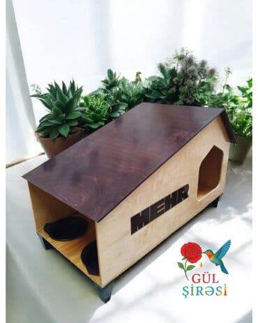 купить домик для кота: Taxta pişik evi – “Burada yerim rahatdır” yazılı - Material — 28