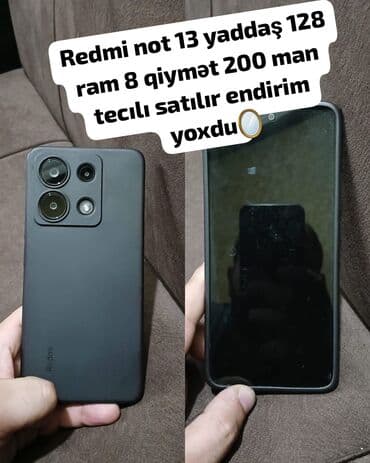 ikinci əl kondisioner: Redmi Note 13, 128 GB, rəng - Qara — 1