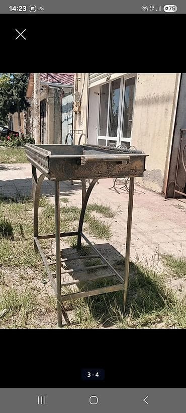 sisler: Metall manqal– dekorativ naxışlı, dayaqlı model. - Material: qalın — 3