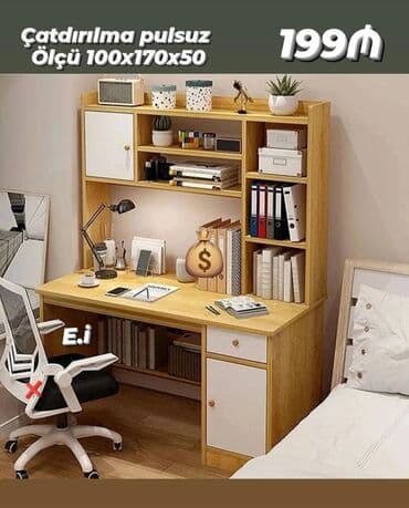 Düz masa, Stulsuz, Polkalı, Siyirməli, Taxta