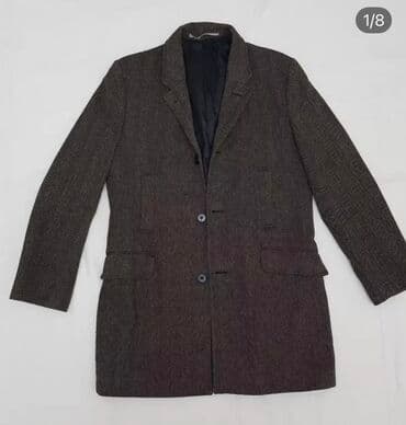 приталенные мужские костюмы: Мужское пальто, 4XL, цвет - Серый — 7