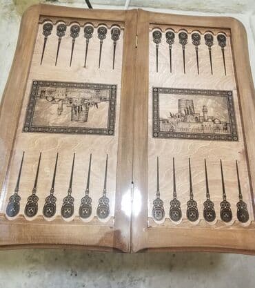 saski: Nərd taxta Köhnə Bakı və YeniBakı rəsmli 🔱Nərdlər 🪵 🔹️Laklı🖌 — 8