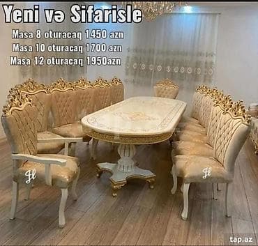 metbex stol stullari 2019: Oval masa, Qonaq otağı üçün, 8 nəfər — 1