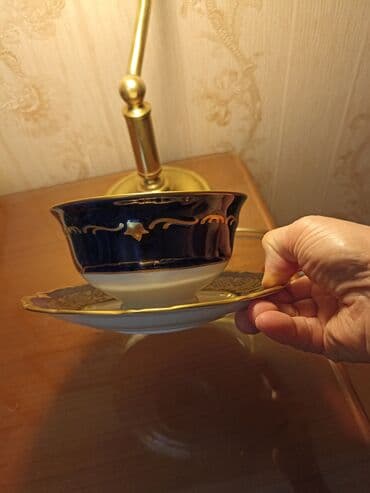 kahla made in gdr: Çay dəsti, rəng - Göy, Farfor, Reichenbach, 1 nəfərlik, Almaniya — 5