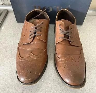 Klassik kişilər üçün dəri broq ayaqqabılar - Rəng: tünd — 1