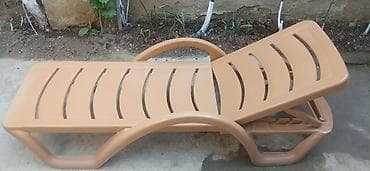 islemis mebeler: Plastik çimərlik/bağ şezlongu - Rəng: açıq qəhvəyi (bej tonlarında) - — 3