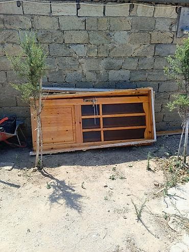pendir: Ağac qapı dəsti – şüşəli dizayn - Material: təbii ağac (laklanmış — 2