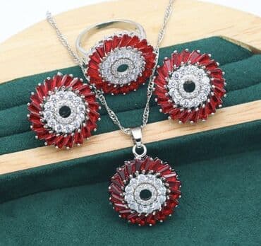 Qiymətli daşlar: Dəstə daxildir: Üzük, Sırğa, Sep, Gümüş, 925 Əyar — 6