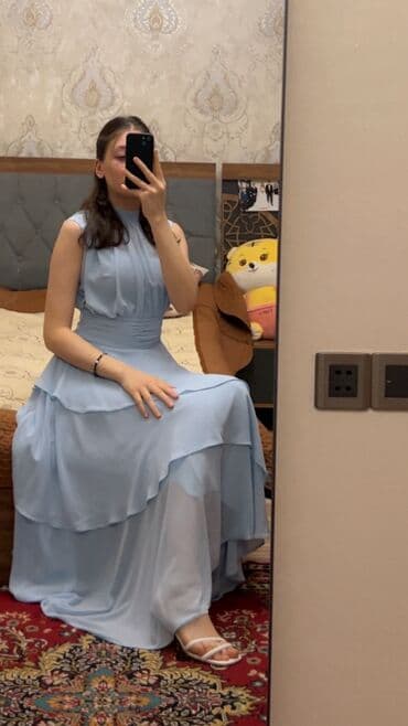 Qadın geyimi – zərif qat-qat şifon don - Model: Yüksək yaxalı lalafo.az -da Qadın geyimi – zərif qat-qat şifon don - Model: Yüksək yaxalı