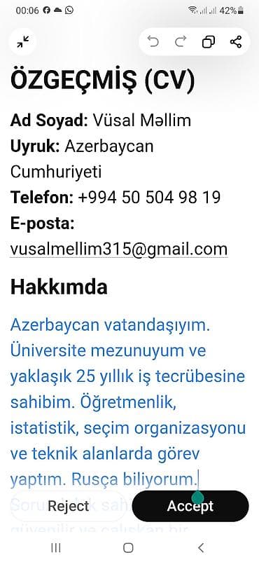 Müəllim, Kimya, 5 ildən artıq təcrübə — 1