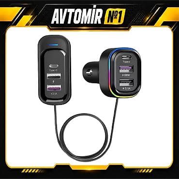 Avtomobil üçün 12–24V 66W USB şarj cihazı – Type-C + 2 USB port və — 1