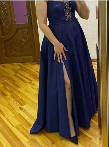 tikdirmek ucun don modeli: Zərif gecə libası - Rəng: dərin lacivərd - Model: A-kesim, uzun — 4