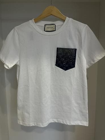 short: Gucci dəsti Tshirt+short+kemer ENDIRIM OLACAQ - T‑şört: Ağ rəngli — 2