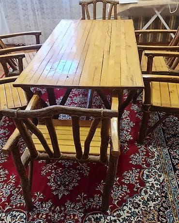 stol dəst: Qonaq otağı üçün, Açılmayan, Dördbucaq masa, 8 stul — 3