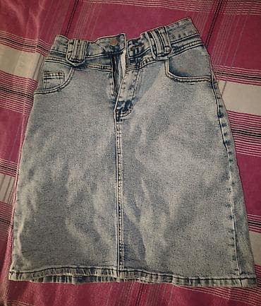 sviter: Açıq mavi rəngdə cins ətək - Material: klassik denim (cəmi qatlı — 1