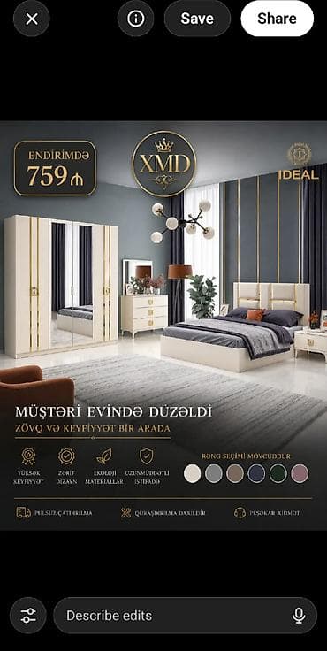 sultan tekstil: Yataq otağı mebel dəstləri – XMD 1) Qara-qızılı klassik dəst – 899 — 2