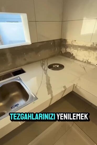 Ручная работа на заказ: Xüsusi hazırlanmış beton mətbəx tezgahı və kafel örtüyü – ölçüyə uyğun — 5